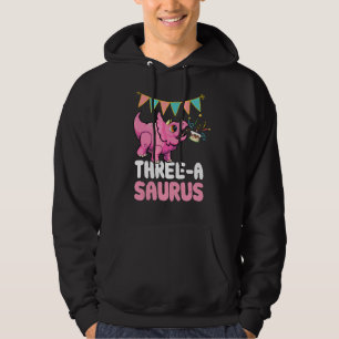 Three A Saurus Dinosaur Cute Kiddo Triceratops Hoodie