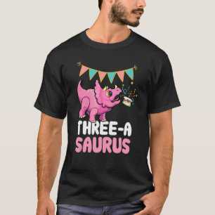 Three A Saurus Dinosaur  Cute Kiddo Triceratops T-Shirt