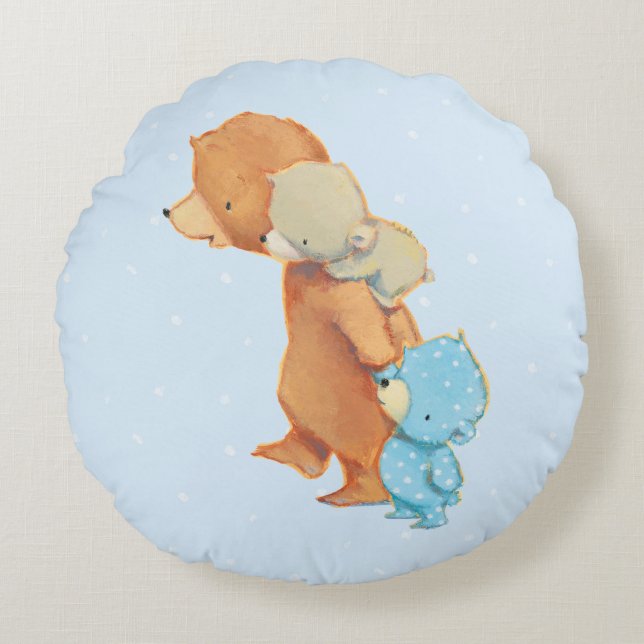 Three Adorable Bear Friends Round Cushion (Front)