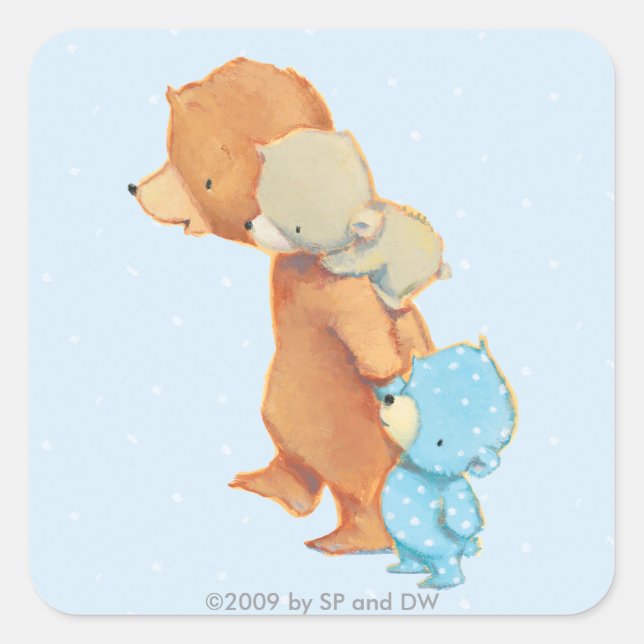 Three Adorable Bear Friends Square Sticker (Front)