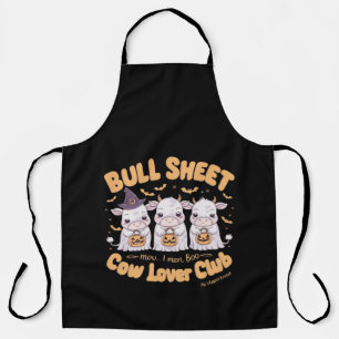 Three adorable ghost cows dressed up for Halloween Apron
