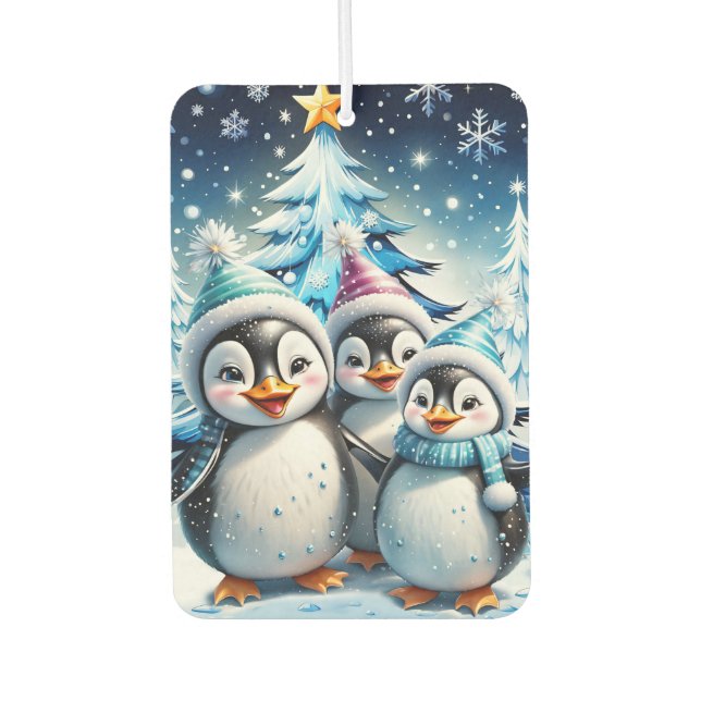 Three adorable penguins  car air freshener (Front)