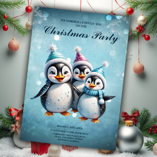 Three adorable penguins invitation