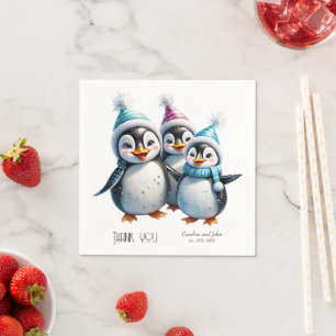 Three adorable penguins napkin