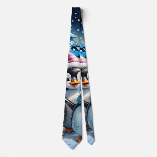 Three adorable penguins tie