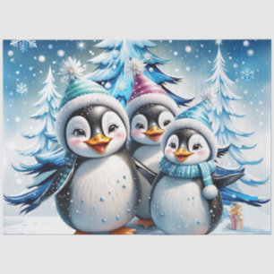 Three adorable penguins  tissue paper