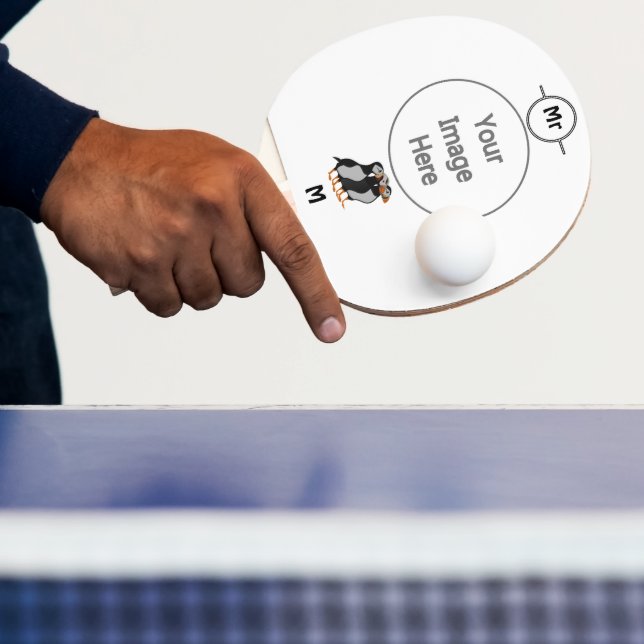 Three Adorable Puffin Standing Together Cartoon Ping Pong Paddle (Insitu)