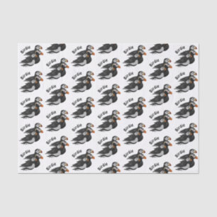 Three Adorably Friendly Puffins Swimming Cartoon Tissue Paper