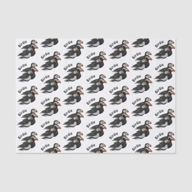 Three Adorably Friendly Puffins Swimming Cartoon Tissue Paper (Front)