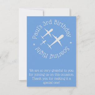 Three Aeroplanes on Blue Fun & Elegant Personalise Thank You Card