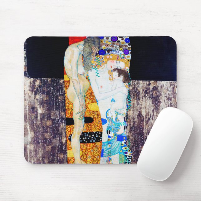 Three Ages of Life, Gustav Klimt Mouse Mat (With Mouse)