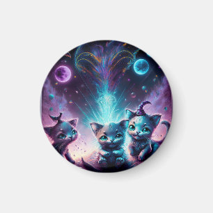 Three Alien Kittens In An Otherworldly Setting Magnet