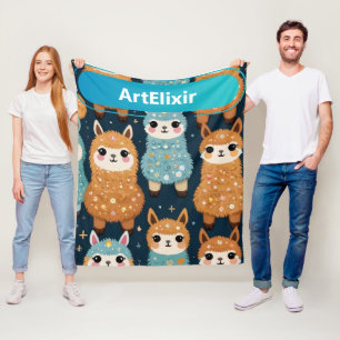 Three Alpaca Llama Fleece Blanket