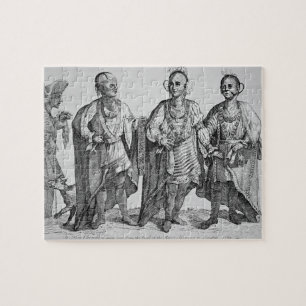 Three American Cherokee Chiefs, 1762 (engraving) Jigsaw Puzzle