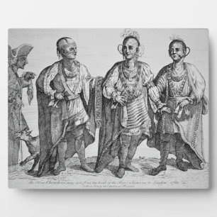 Three American Cherokee Chiefs, 1762 (engraving) Plaque