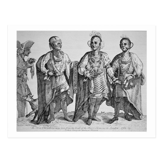 Three American Cherokee Chiefs, 1762 (engraving) Postcard