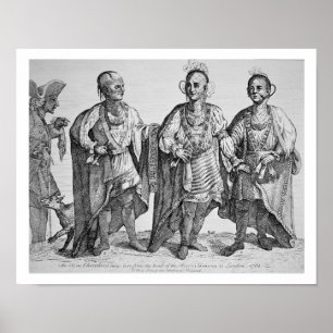 Three American Cherokee Chiefs, 1762 (engraving) Poster