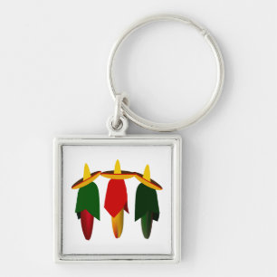 Three Amigo Hot Peppers Premium Keychain