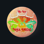 Three Amigos 6 Cm Round Badge<br><div class="desc">Perfect for best friends!
Three friendly steer in sweaters Text: We Are THREE AMIGOS
Visit PartyFactory for more unusual gifts!</div>