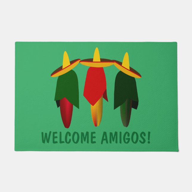 Three Amigos Hot Peppers Doormat (Front)