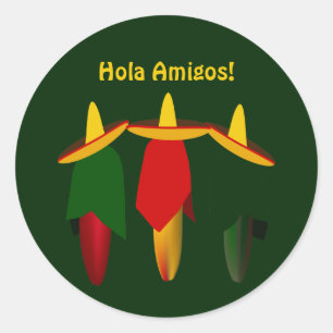 Three Amigos Hot Peppers Fiesta Classic Round Sticker