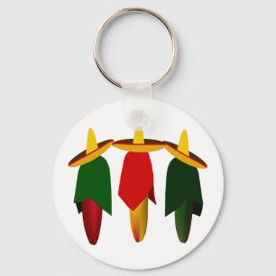 Three Amigos Hot Peppers Key Ring