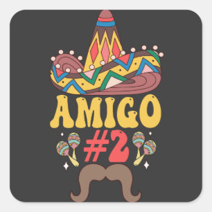 Three Amigos Mexican Funny Matching Cinco De Mayo  Square Sticker