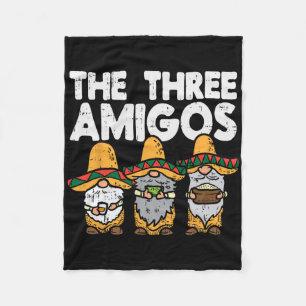 Three Amigos Mexican Gnomes Cute Cinco De Mayo Fie Fleece Blanket