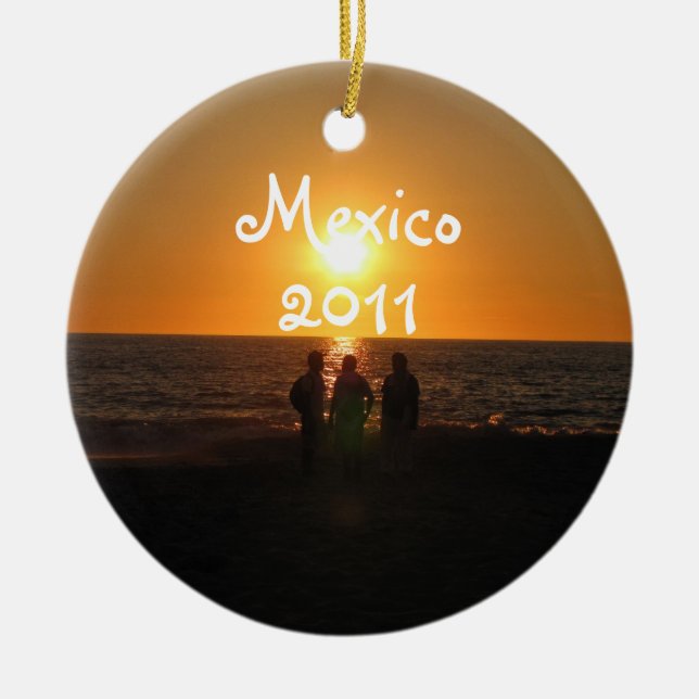 Three Amigos; Mexico Souvenir Ceramic Tree Decoration (Front)