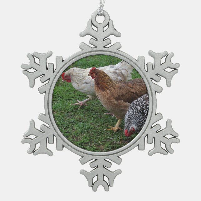 Three Amigos Snowflake Pewter Christmas Ornament (Front)