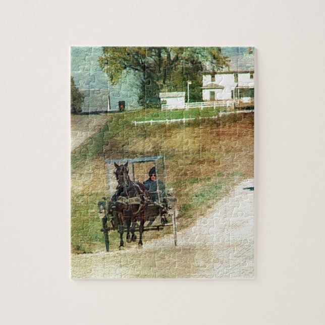 Three Amish Buggies Jigsaw Puzzle (Vertical)