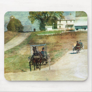 Three Amish Buggies Mouse Mat