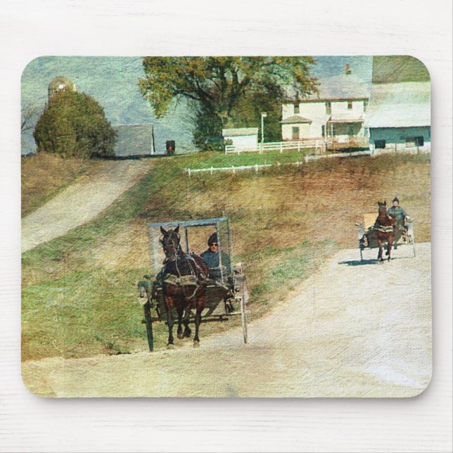 Three Amish Buggies Mouse Mat (Front)