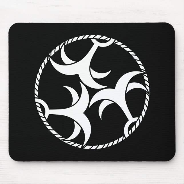 Three anchors with rope mouse mat (Front)