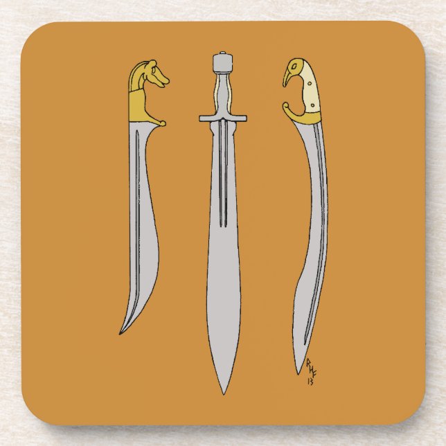 Three Ancient Greek Swords Coaster (Front)