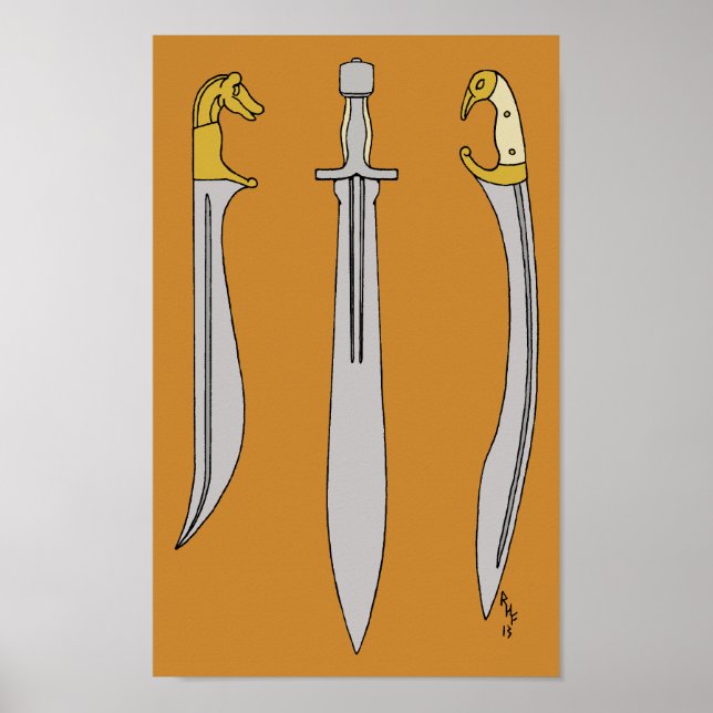 Three Ancient Greek Swords Poster (Front)