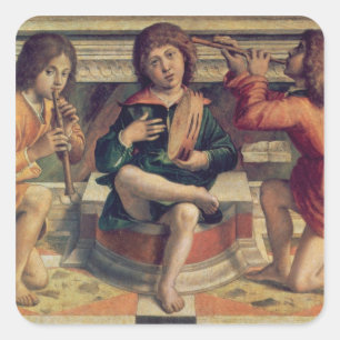 Three angel musicians square sticker