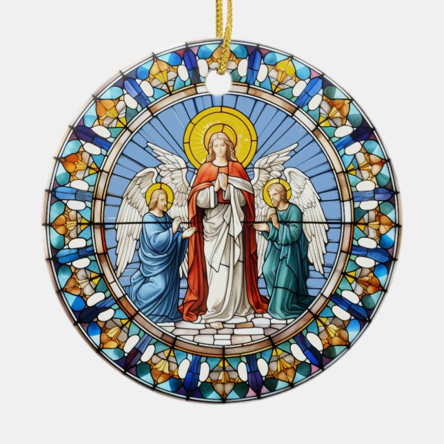 Three Angels Ceramic Tree Decoration (Front)