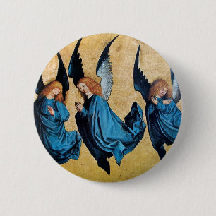 THREE ANGELS IN BLUE 6 CM ROUND BADGE
