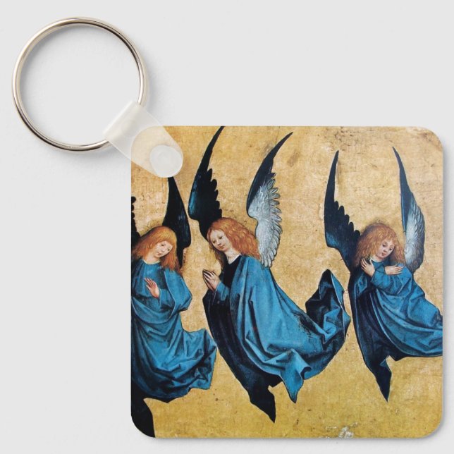 THREE ANGELS IN BLUE KEY RING (Front)