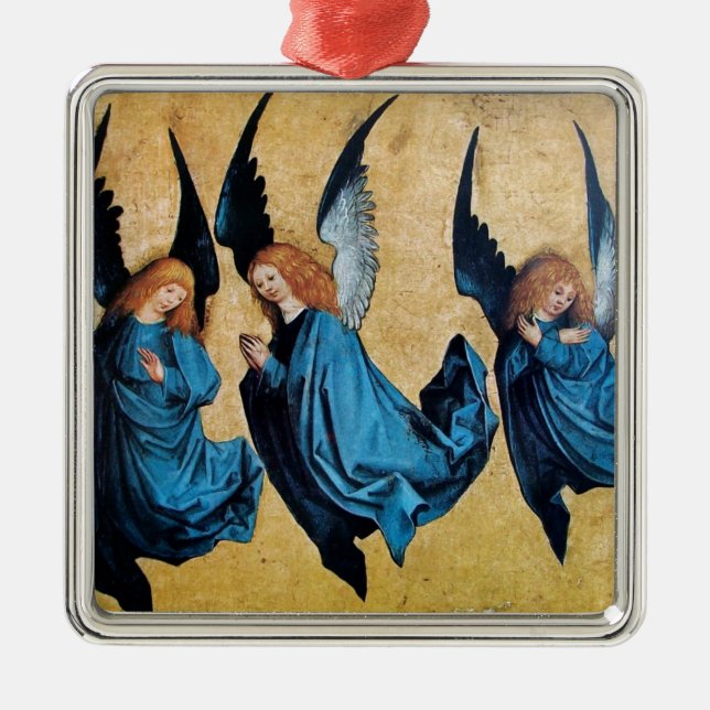 THREE ANGELS IN BLUE METAL TREE DECORATION (Front)