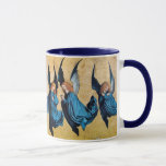 THREE ANGELS IN BLUE MUG<br><div class="desc">Elegant,  artistic and classic design rielaborated from a Renaissance painting.</div>