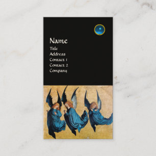 THREE ANGELS MONOGRAM, Blue Sapphire, black Business Card