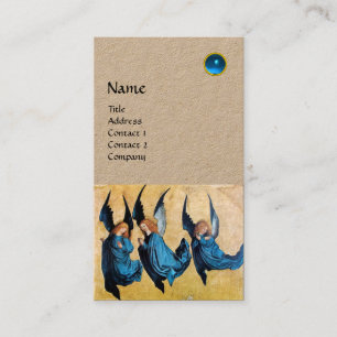THREE ANGELS MONOGRAM, Blue Sapphire Kraft Business Card