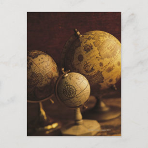 Three antique globes postcard