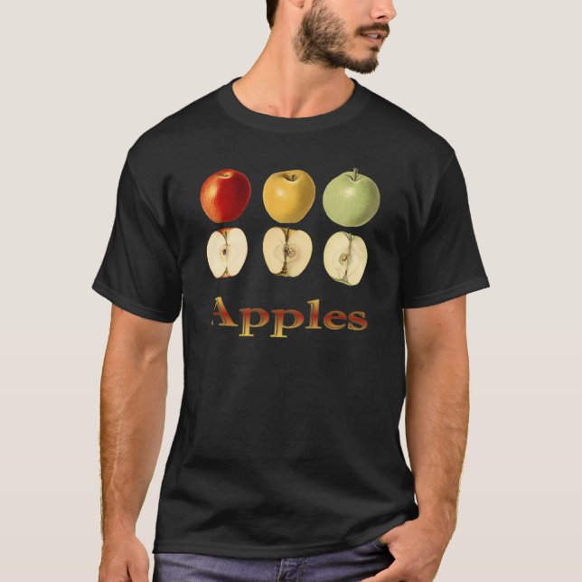 Three Apples ~ Botanical Fruit ~ Any Colour Back T-Shirt (Front)