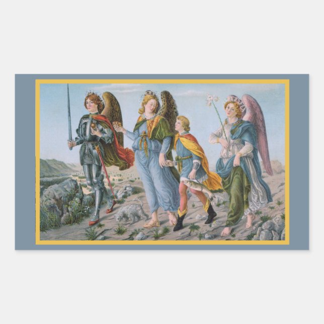 Three Archangels and Tobias (M 017) Rectangular Sticker (Front)