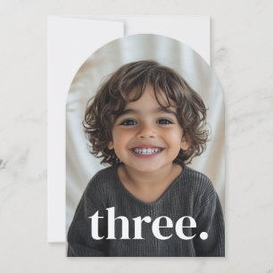 Three Arched Photo 3rd Birthday Boy Invitation
