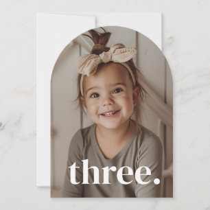 Three Arched Photo 3rd Birthday Girl Invitation