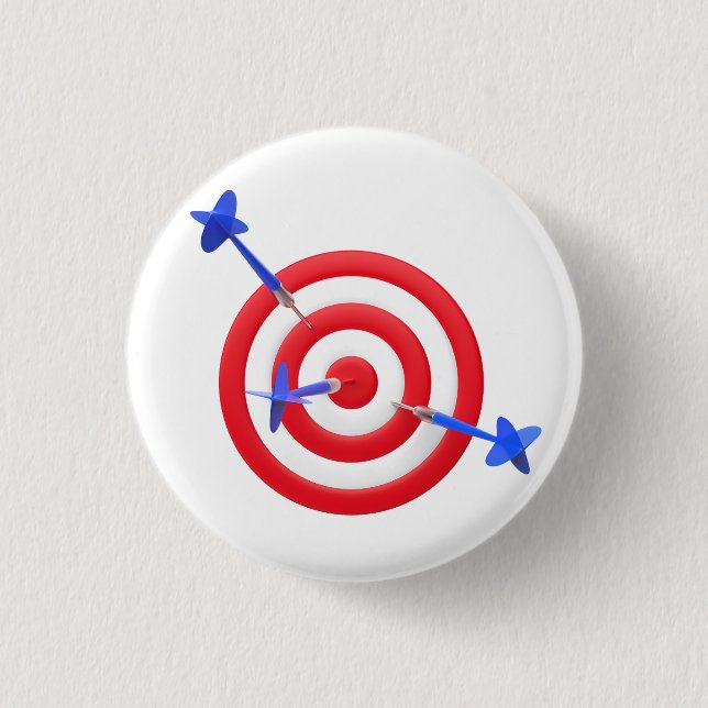 Three arrows hitting the target 3 cm round badge (Front)